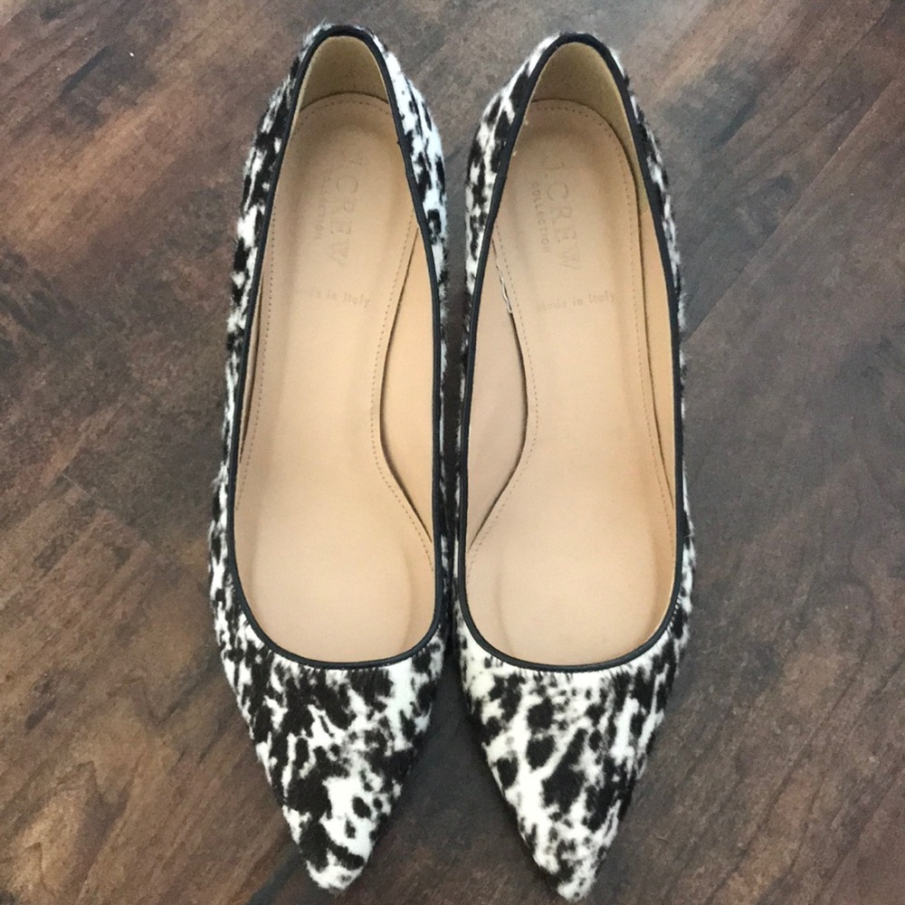 Kitten heel hair black and white heels